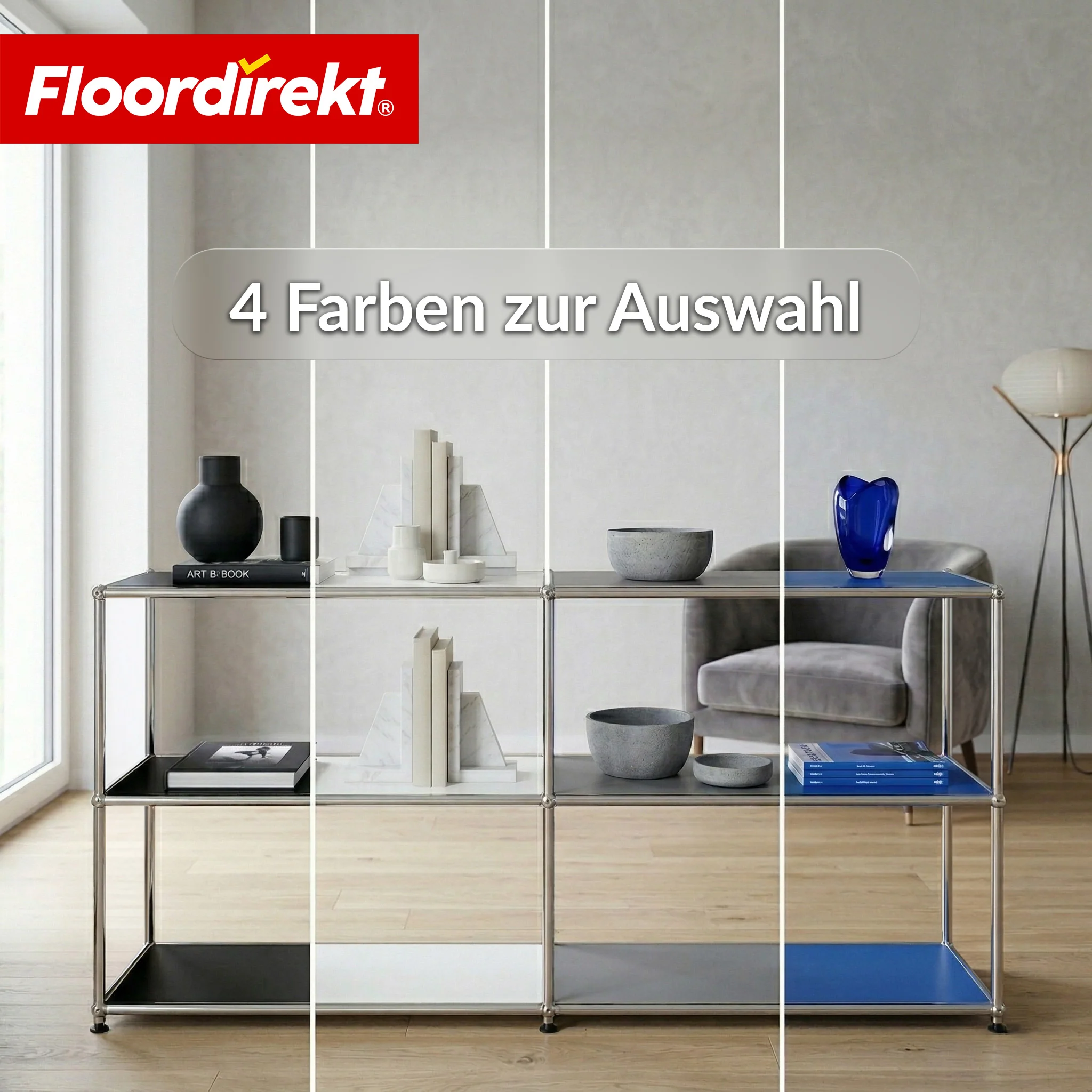 Metallregal | Concept Epure MK-018 | 3 Ablagen Standregal | Sideboard & Lowboard | Offenes Bücherregal - Image 7