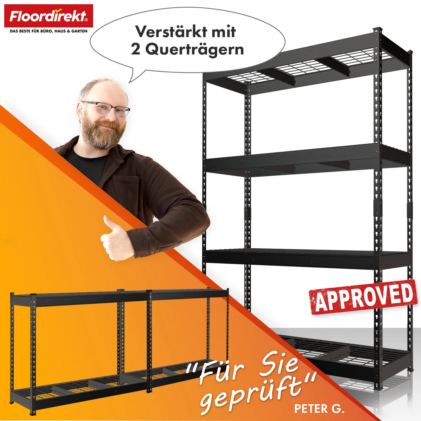 Schwerlastregal | Yukon Rivet | Stahlregal mit Gitterböden | 250–350 kg Tragkraft je Etage | Verschiedene Größen & Farben - Image 34