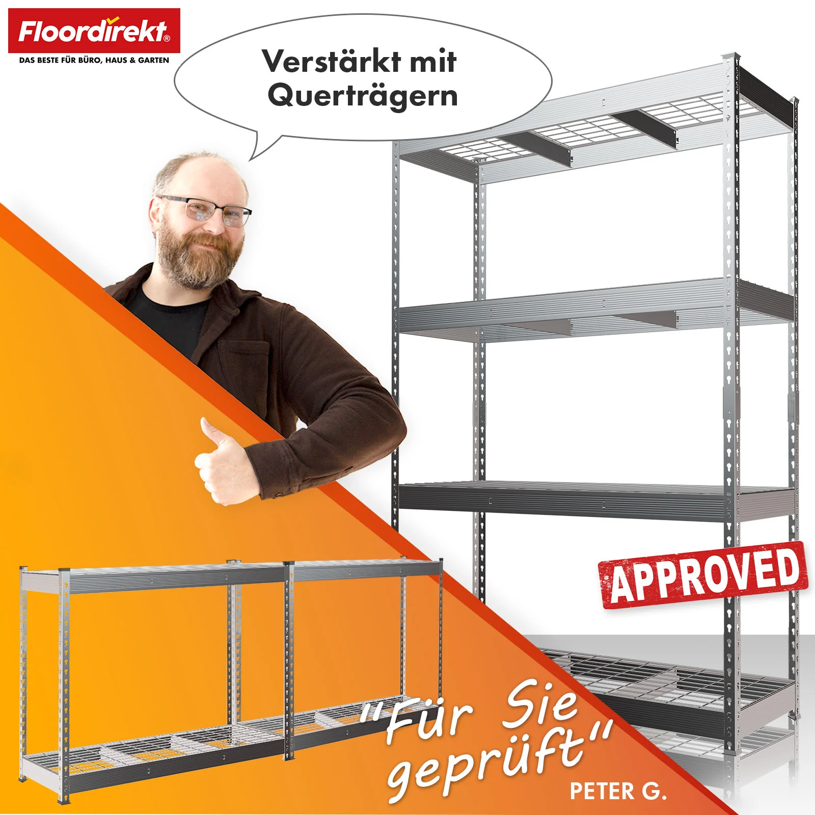 Schwerlastregal | Yukon Rivet | Stahlregal mit Gitterböden | 250–350 kg Tragkraft je Etage | Verschiedene Größen & Farben - Image 61
