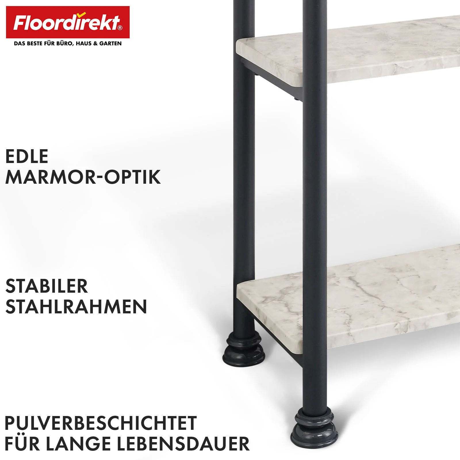 Standregal | Charles | Modernes Regal in Marmor-Optik mit stabiler Stahlkonstruktion | In 3 oder 4 Etagen erhältlich - Image 10